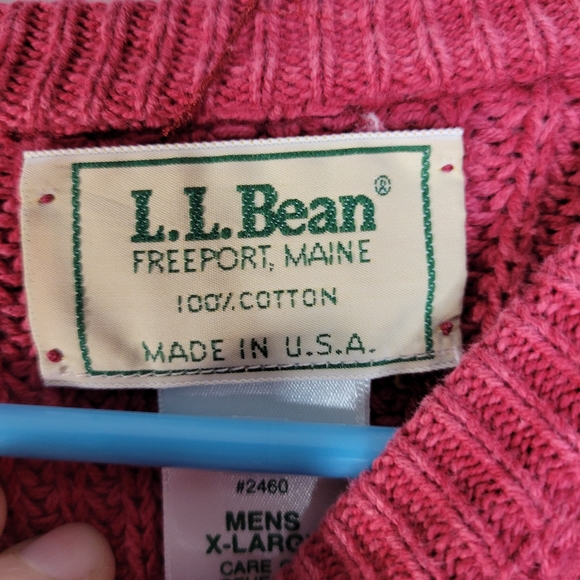 Mens LL Bean 100% Cotton USA Made Chunky knit sweater  Sz XL USA made - Picture 3 of 10